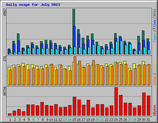 Daily usage for July 2013