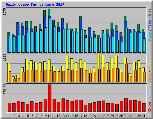 Daily usage for January 2017