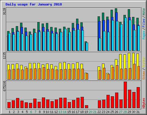 Daily usage for January 2018