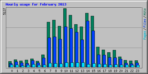 Hourly usage for February 2013