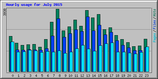 Hourly usage for July 2015