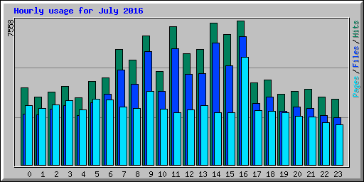 Hourly usage for July 2016