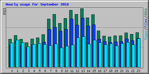 Hourly usage for September 2016