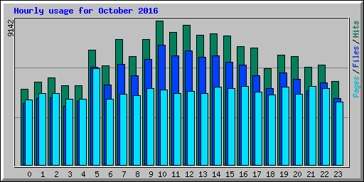 Hourly usage for October 2016